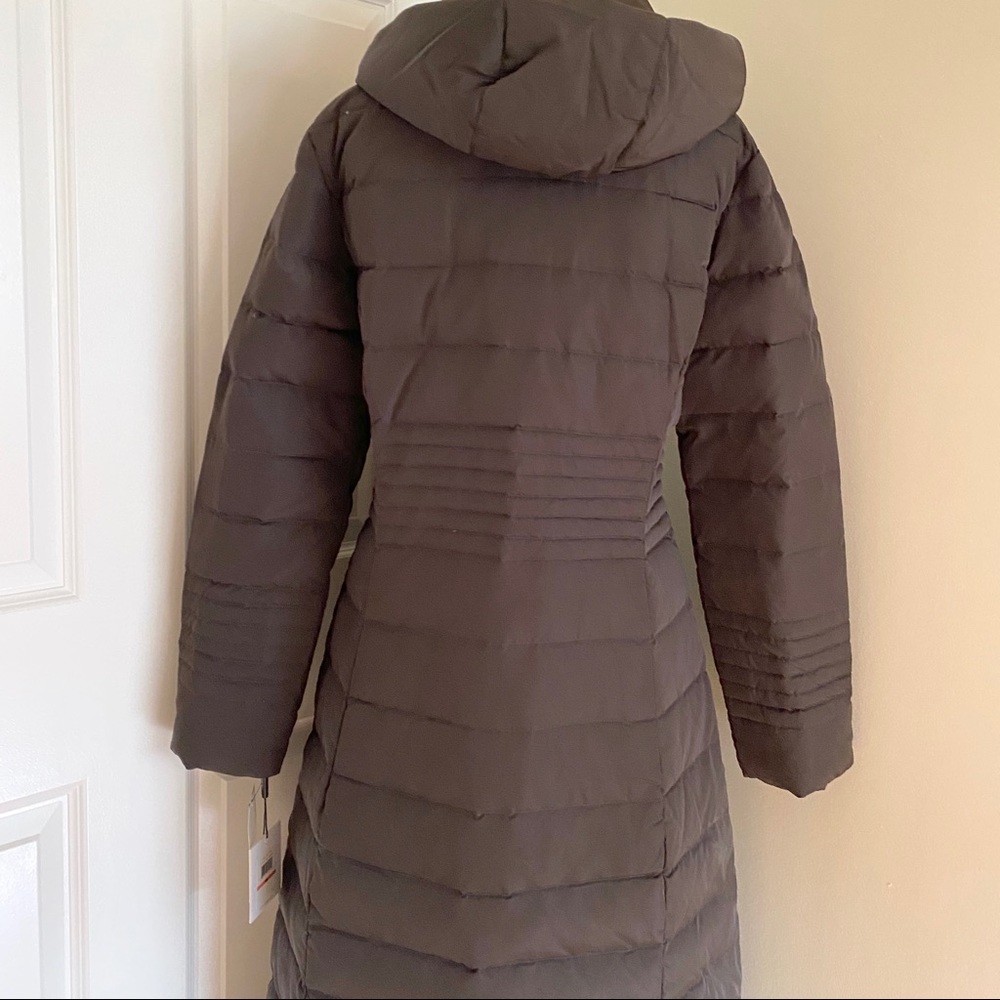 NWT Long Calvin Klein Espresso Down Jacket Size S - Picture 6 of 7